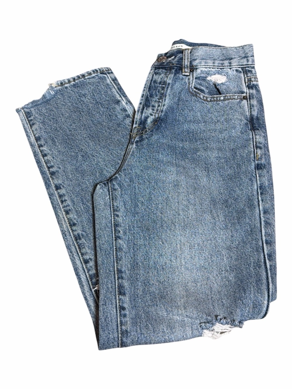 PacSun Women's Distressed Boyfriend Jeans in Light Blue Denim - Picture 9 of 10